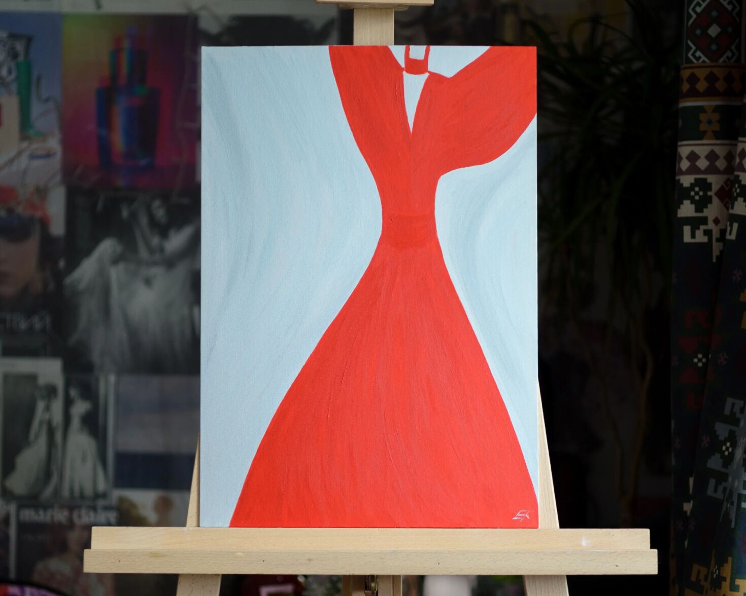 Красное платье 1, холст/масло